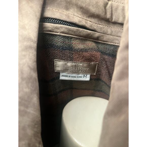 The Territory Ahead Mens M Trench Coat Solid Olive Button-Front Flannel Lined - Picture 5 of 11